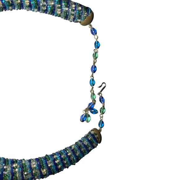Vintage 1940s Rolled Glass Seed Bead Stretch Choker - Picture 2 of 2
